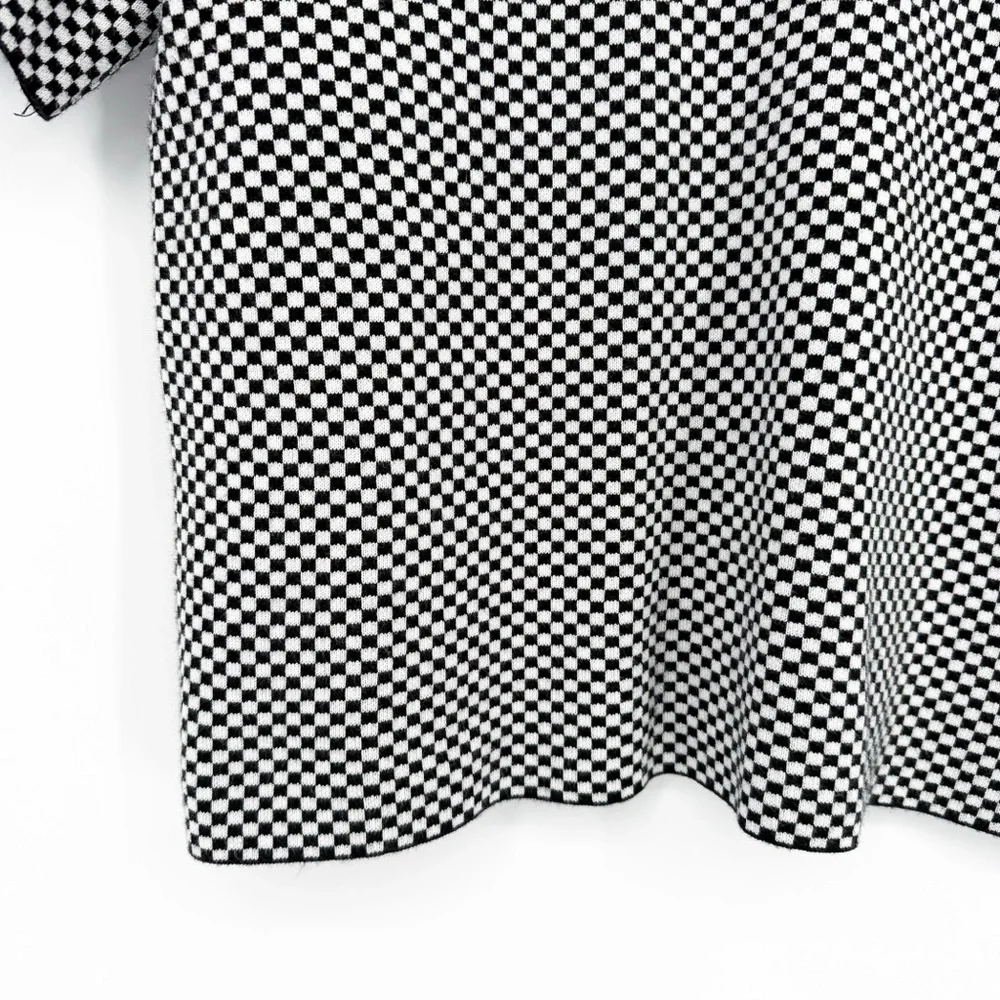 Adrianna Papell Micro Checkered Short Sleeve Knit Top Small